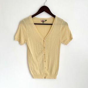 Yellow Short Sleeve Button Up Cardigan Size XS